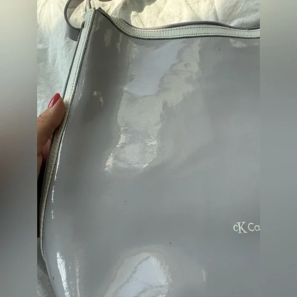 Y2K Calvin Klein Lilac and Cream Mod Style Vinyl Bag